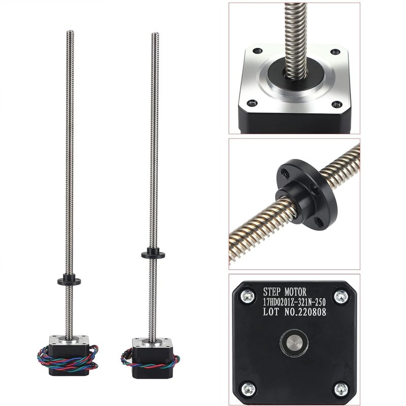 FYSETC Prus MK3S+ Z Motor 2-Pack Nema 17 Stepper Motor 42-34 with Integrated 320mm/12.59inch T8 Lead Screw and Wire 250mm + 550mm, 1A 2Phase 1.8° Compatible with Prus I3 MK3S Z Axis 3D Printer Part - Image 3